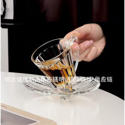 玻璃杯咖啡杯碟套装水杯高颜值家用高档感高端轻奢奶茶杯