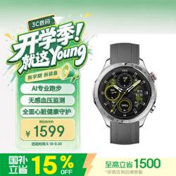 荣耀 5 Pro 智能手表 46.3mm 蓝牙版 灰色氟橡胶表带