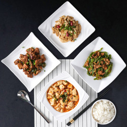 白色炒菜盘子仿瓷酒店饭店餐具塑料方盘凉菜盘网红商用密胺菜盘