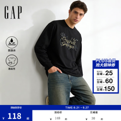 Gap 854656 防泼水印花 黑色 M 长袖T恤