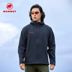 MAMMUT Clion 红标男女款户外防风保暖休闲夹克外套刺绣标软壳 黑色