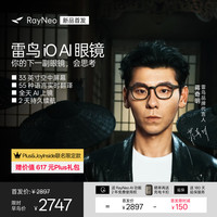 雷鸟 iO AI眼镜 双目显示 Plus 平光镜极夜充电盒款