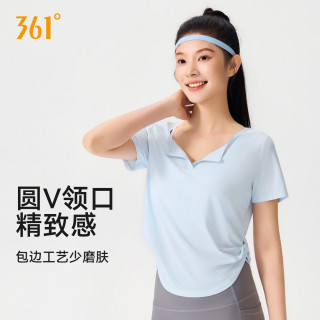 361° 运动速干短袖女侧边褶皱遮肉显瘦瑜伽普拉提吸湿透气休闲T恤