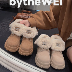 bytheWEI自制冬季雪地靴翻盖加绒女马丁靴9866-01