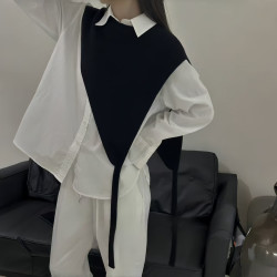2024秋冬新款斜肩女披肩高级感复古小众设计三角针织披肩叠穿马甲