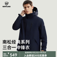 诺诗兰 防风 男士冲锋衣  暗蓝宝石色 175/L