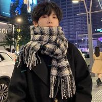 围巾冬季新款百搭高级氛围保暖披肩千鸟韩系学生情侣格子加厚围脖