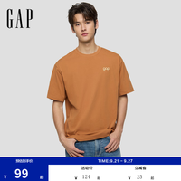 Gap 854722 logo印花宽松圆领短袖T恤 土橘色 XS