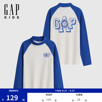 Gap 男童磨毛撞色插肩长袖T恤 象牙白 120cm