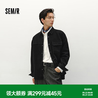 森马 98201 绒感牛仔 水洗黑 L 男士衬衫