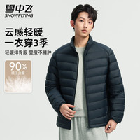 雪中飞 男士日常休闲立领羽绒服秋冬通勤时尚穿搭保暖防寒服纯色百搭外套 藏青色 175/92A