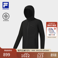 FILA 男士针织连帽开衫夹克 深黑 XL