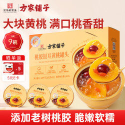 方家铺子 黄桃罐头桃胶银耳礼盒 水果罐头 送礼父母长辈中秋礼盒礼品260g*9