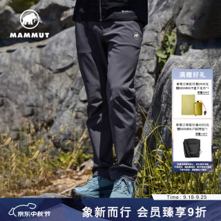 MAMMUT Clion男女户外登山保暖加绒加厚防风防泼水软壳长裤 黑灰色 白标 L