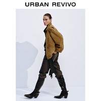 URBAN REVIVO 工装翻领真皮皮衣