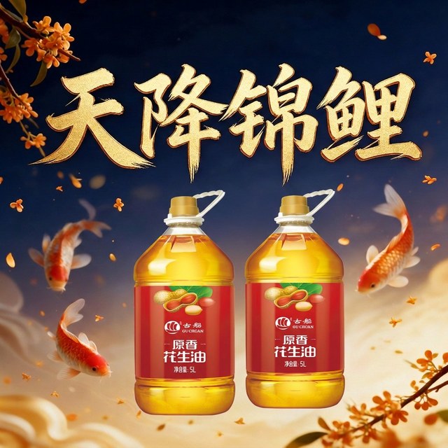 中秋团圆、天降锦鲤：古船 纯正花生油 5L