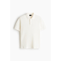 移动端：H&M HM男装Polo衫夏季翻领T恤纹理感商务通勤职业穿搭短袖上衣1276602