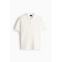 H&M HM男装Polo衫夏季翻领T恤纹理感商务通勤职业穿搭短袖上衣1276602