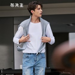 布先生 MrBu布先生圆领长袖打底T恤衫男士松弛感内搭上衣可外穿KT15778