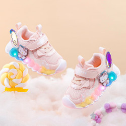 Hello Kitty 学步鞋小童闪灯机能鞋女童轻便软底宝宝鞋