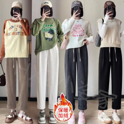 孕妇裤子秋冬装孕妇休闲百搭阔腿裤加绒加厚潮妈奶奶裤孕妇哈伦裤