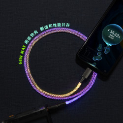 RGB发光数据线手机渐变呼吸LED线流光数据线充电创意8k通用