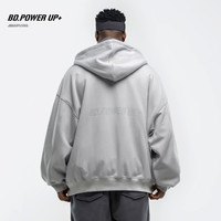 BD.POWER UP BD加绒加厚卫衣男连帽开衫运动卫衣男宽松潮流百搭印花