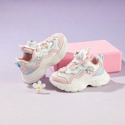 Hello Kitty 童鞋女童运动鞋库洛米儿童卡通旋纽扣老爹鞋2026秋季休闲跑步鞋 粉米