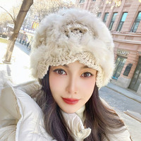 布塔 毛毛帽子2026女秋冬季显脸小针织毛线帽子女2025新款爆款洋气
