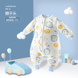 阳阳韩韩 婴儿睡袋 加厚款 蓝色狮子头 120码