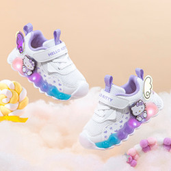 Hello Kitty 童鞋女童学步鞋2026秋季儿童闪灯机能鞋女孩轻便软底宝宝鞋 白色