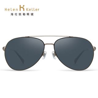 海边度假：海伦凯勒 H8765 飞行员太阳镜 星空灰枪框