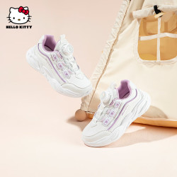 Hello Kitty 童鞋女童运动鞋儿童小白鞋2026秋季女孩老爹鞋中大童鞋学生跑步鞋 白/紫