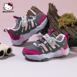 Hello Kitty 童鞋女童运动鞋2026秋季儿童鞋子中大童网面鞋复古女孩老爹鞋 灰/玫红
