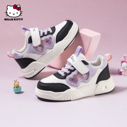 Hello Kitty 童鞋女童板鞋2026秋季中大童儿童休闲鞋小学生女孩运动鞋 黑/紫/米