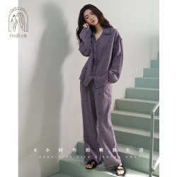 妮狄娅 睡衣女春季纯棉纱布长袖开衫花卉法式田园风春秋家居服套装