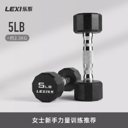 乐系 纯钢哑铃实心铸铁女士健身家用7.5kg钢制5kg一对男士10kg电镀