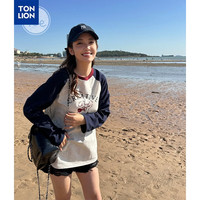 唐狮 夏秋季纯棉拼接款女长袖T恤 米杏色/09款 M