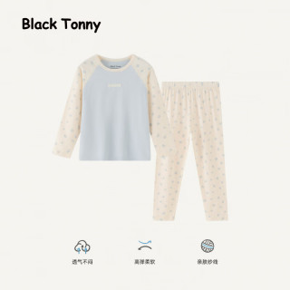 小黑托昵 26秋冬小黑托昵儿童莱卡秋衣秋裤套装宝宝男女童家居服保暖内衣 81278蓝色 110 cm