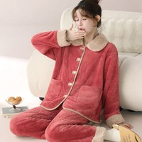 向薇 雪花绒保暖 女士家居服套装 XXL