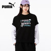 PUMA 女装舒适圆领宽松假两件上衣学生校园套头衫 536092-01 M码