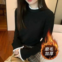 CronetKcnsy 花边拼接半高领 黑色 M 女士针织衫