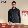 FILA 官方男装针织长袖POLO衫秋冬款时尚休闲基础T恤上衣 正黑色-BK XL 180/100A/XL