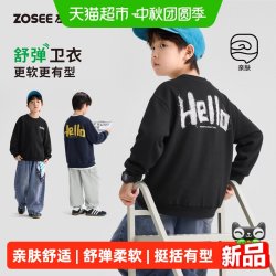 ZOSEE 童装男童卫衣春秋装2026新款儿童长袖T恤男孩潮酷字母套头衫
