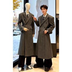 LE TROTTOIR 男士毛呢大衣 中长款加棉收腰英伦风风衣