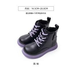 泰兰尼斯 春秋儿童靴子幼儿园时尚演出休闲小童鞋防滑女童黑色短靴