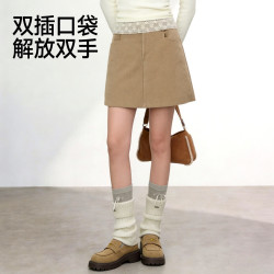 班尼路 复古灯芯绒A字短裙女 三色可选