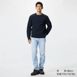 优衣库 修身直筒牛仔裤/水洗产品优衣库男装丹宁牛仔裤482856 485679