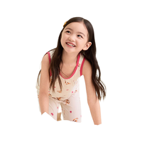 松山棉店 兰精莫代尔A类儿童背心 女童藕粉+白色满印 150