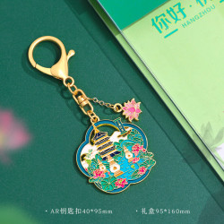 赋闲 杭州文创纪念品冰箱贴磁吸汽车钥匙扣挂件胸针灵隐寺断桥三潭映月 钥匙扣AR四季杭州--三潭映月